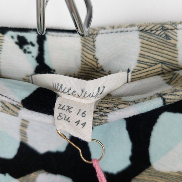 White Stuff Lula Spot Velvet Skirt Size 16 UK Abstract Mini Blue Black Beige New - Picture 9 of 10